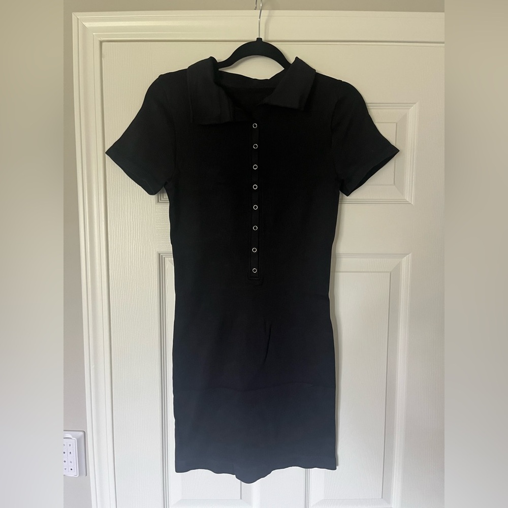 NEW OQQ Black Bodycon Tummy Control Ribbed Dress